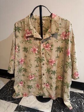 Pusser’s West Indies Men’s Silk Blend Hawaiian Shirt XXL Tropical Floral Resort